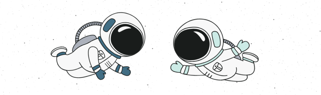 Prise de contact symbolisée par 2 cosmonautes