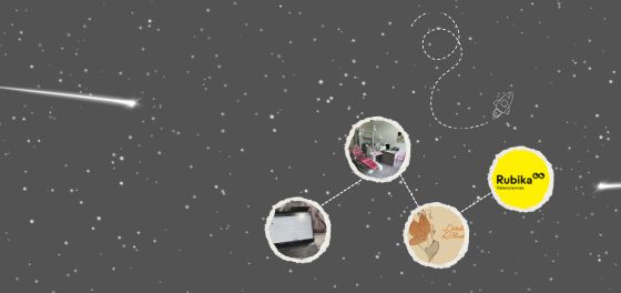 Illustration article avec fond cosmic petites étoiles et logos des entreprises accompagnées par Cosmicworld