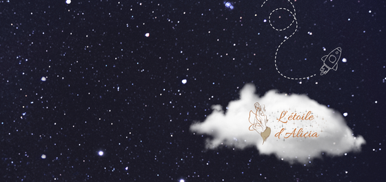 Illustration d'un article Planète client sur "L'étoile d'Alicia" - fond étoile petit nuage sous le logo