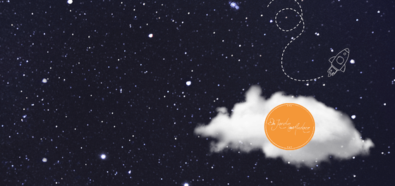 Illustration d'un article Planète client sur "le jardin de l'audace" - fond étoile petit nuage sous le logo