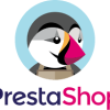 Logo Prestashop avec le petit pingouin et bec rose, surligné du nom du logiciel en lettres noires sur Presta et rose sur shop